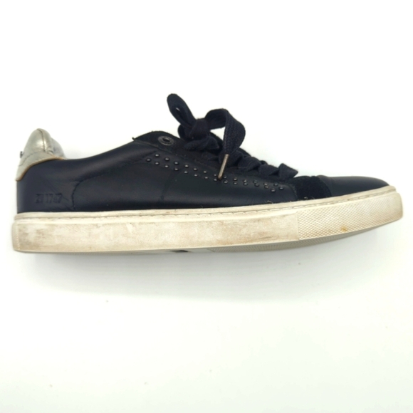 Zadig & Voltaire Studded Leather Low Top Black Sneakers - Picture 8 of 14
